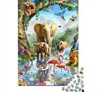 Puzzle en papier adulte de 1000 pièces avec animaux de la forêt tropicale tropicale, puzzle adulte, jeu difficile, casse-tête, 1000 pièces (38x26 cm)