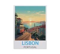 Puzzle en Papier，Affiche de Voyage Vintage de Lisbonne Portugal，1000 Pièces Puzzles Jeu De Jouets Interactifs, Scies Sauteuses Classiques（38x26cm）-AJ27