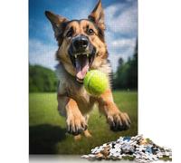 Puzzle en papier avec balle de tennis pour chien adulte puzzle 1000 pièces puzzle rectangulaire, cadeaux et décoration de la maison, jeu familial, 38 x 26 cm/1000 pièces