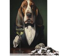 Puzzle en papier Basset Hound en smoking pour adultes, puzzle de 1000 pièces, puzzle rectangulaire, cadeaux et décoration de la maison, jeu familial, 1000 pièces (75x50 cm)