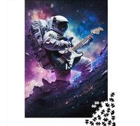 Puzzle en papier de 1000 pièces astronaute jouant de la guitare pour adultes et adolescents. Cadeaux pour adolescents. Jeu d'ingéniosité. 1000 pièces (38 x 26 cm).