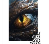 Puzzle en papier de 1000 pièces avec motif dragon du tonnerre et œil de topaze pour adultes, réveillon de Noël (38 x 26 cm).