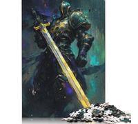 Puzzle en papier de 1000 pièces de l'épée dorée du chevalier noir grand jouet de puzzle éducatif intellectuel amusant jeu familial (38 x 26 cm)