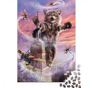 Puzzle en papier de 1000 pièces Monster Cat Empire State Puzzle créatif rectangulaire fantastique puzzle adulte 1000 pièces (38x26 cm)