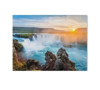 Puzzle en Papier De 1000 Pièces pour Adultes，Chute d’Eau Godafoss au Coucher du Soleil, Islande，Jouets De Décompression Éducatifs Et Intellectuels, Jeux Familiaux Amusants pour Enfants（38x26cm）-F85