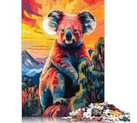 Puzzle en papier de 1000 pièces, puzzle rectangulaire créatif animé avec koala des Highlands, fantastique puzzle pour adultes, 38 x 26 cm/1000 pièces