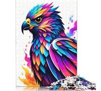 Puzzle en papier de 1000 pièces, puzzle rectangulaire créatif avec faucon coloré néon, cadeau pour les jeux de famille et d'amis, 1000 pièces (75 x 50 cm)