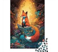 Puzzle en papier de renard amical, 1000 pièces, créatif, rectangulaire, pour grandes familles, idéal pour adultes et adolescents (38 x 26 cm)