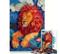 Puzzle en Papier Lion Orange 1000 pièces pour Adolescents Puzzle Relaxant et Lumineux Cadeau Exquis (38x52cm)