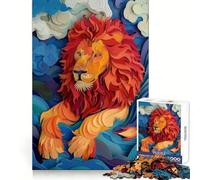 Puzzle en Papier Lion Orange 1000 pièces pour Adolescents Puzzle Relaxant et Lumineux Cadeau Exquis (38x52cm)