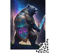 Puzzle en Papier Ours Guerrier avec Bouclier, 1000 Pièces, pour Adultes, Créatif, Rectangulaire, Jeu d'exercice Mental, 1000 Pièces (38x26cm)