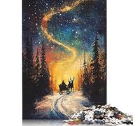 Puzzle en Papier pour Adultes, 1 000 pièces, Voyage Cosmique Hivernal, Promenade en traîneau sous Le Tourbillon céleste, Jeu éducatif (38 x 26 cm)
