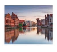 Puzzle en Papier pour Adultes 1000 Pièces Art DIY Puzzle，Coucher de Soleil sur Danzig sur la rivière Motlawa, Pologne，Créatif Cadeau Unique Personnalité Jeu Adulte Enfant Puzzle Jouet（38x26cm）-V35