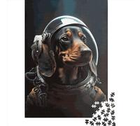 Puzzle en Papier pour Adultes, 1000 Pièces, Motif Chien Saucisse Astronaute, Jeu Défi pour Adultes, Puzzle 1000 Pièces (38x26cm)