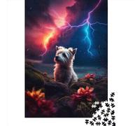 Puzzle en Papier pour Adultes: Mignon Chien Bichon sur Mars, 1000 Pièces, Puzzle Rectangulaire, Jeu de Développement Intellectuel, 1000 Pièces (38x26cm)