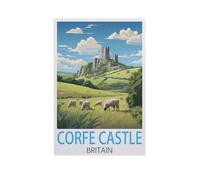 Puzzle en Papier pour Enfants 1000 Pièces，Château de Corfe, Grande-Bretagne，Mots Croisés Jeu Moderne Accueil Décoration Cadeau Unique（38x26cm）-AK94