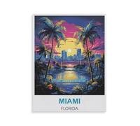 Puzzle en Papier pour Enfants 1000 Pièces，Miami Floride，Mots Croisés Jeu Moderne Accueil Décoration Cadeau Unique（50x70cm）-HI15