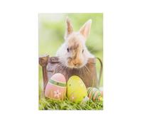 Puzzle en Papier pour Enfants 1000 Pièces，Petit bébé Lapin avec des œufs de Pâques，Créatif Mots Croisés Jeu Moderne Accueil Décoration Cadeau Unique（50x70cm）-AR50