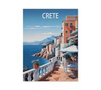 Puzzle en Papier Puzzle Jigsaw，Crète, Grèce, Affiche de Voyage Vintage, côte，Classic Creative Classic Puzzle 1000 Pièces, Puzzles d'art Couleur（38x26cm）-BB70