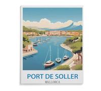Puzzle en Papier Puzzle Personnalisé Puzzle Classique,Poster de Voyage Vintage Port de Soller de Majorque,Puzzle 1000 Pièces Ensembles De Puzzle pour La Famille Jeux Éducatifs Cadeau Intéressant-C16