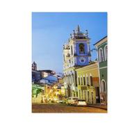 Puzzle en Papier Puzzles Classiques 1000 Pièces，Maisons coloniales colorées dans Le Quartier Historique de Pelourinho, Salvador, Brésil，Jigsaw Jeu Éducatif Intellectuel Difficile Et Défi Cadeau-N86