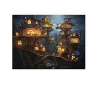 Puzzle en Papier Puzzles Classiques 1000 Pièces，Maisons dans Les Arbres - châteaux célestes de rêve，Jigsaw Jeu Éducatif Intellectuel Difficile Et Défi Cadeau（38x26cm）-AE62