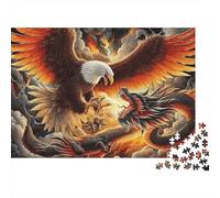 Puzzle en Papier recyclé Aigle Combat enflammé Entre Un Aigle et Un Dragon 1000pcs Jeu éducatif pour Adultes de 14 à 99 Ans 52x38 cm