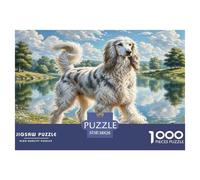 Puzzle en Papier recyclé représentant Un lévrier Afghan Promenades au Bord du lac (pour Adultes de 14 à 99 Ans) Jeu éducatif 38x26 cm/1000pcs