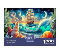 Puzzle en Papier recyclé représentant Un voilier dans Une mer déchaînée 1000pcs Jeu éducatif pour Adultes de 14 à 99 Ans 52x38 cm