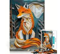 Puzzle en Papier Renard Orange 1000 pièces pour Adolescents, Jeu de logique et de réflexion apaisant, découpe précise, Cadeau de Noël (38x52cm)