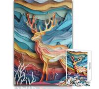 Puzzle en Papier représentant Un cerf,1000 pièces,pour Adolescents Jeu éducatif d'observation et de développement du Sens de l'observation et Symbolique pour Les fêtes Dimensions:50x75cm