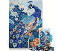 Puzzle en Papier Vague de Paon de 1000 pièces pour Adolescents, Jouet Wise Think, Objet de Collection Artistique, Calme et Amusant (50x75cm)