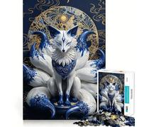 Puzzle en Porcelaine représentant Un Renard à Neuf queues, 1000 pièces, pour Adolescents, Jouet ludique et Amusant, décoration Murale Transparente (38x52cm)