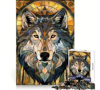 Puzzle en Verre doré rétro Wolf pour Adultes, 1000 pièces, Exercice Mental, Divertissement Silencieux, Cadeau de Noël idéal (50x75cm)