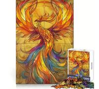Puzzle en Verre Phoenix Retro Gold pour Adultes, 1000 pièces, Jeu de logique Transparent, Loisir Silencieux, découpe Parfaite, Cadeau élégant (50x75cm)