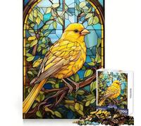 Puzzle en vitrail Canari pour Adultes,1000 pièces,activité de Loisirs et de Bien-être cérébral,idéal pour Une Surprise d'anniversaire (50x75cm)