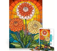 Puzzle en vitrail Floral Dahlia éclatant,1000 pièces,pour Adolescents,Jeu Stimulant l'esprit,Assemblage Solide et sécurisé,activité Amusante en Famille (50x75cm)