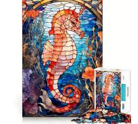 Puzzle en vitrail Hippocampe pour Adolescents, 1000 pièces, Wise Think Toy, Loisirs, Décoration Murale Transparente (50x75cm)