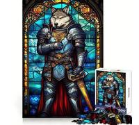 Puzzle en vitrail Loup Chevalier pour Adolescents, 1000 pièces, pour stimuler l'esprit, se détendre et se Relaxer Assemblage précis Cadeau spécial (38x26cm)