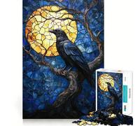 Puzzle en vitrail Raven Moon pour Adolescents, 1000 pièces, Jeu de réflexion, évasion apaisante, Bords précis, Cadeau Exceptionnel (38x52cm)