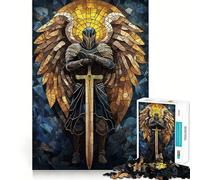 Puzzle en vitrail représentant Un Ange Chevalier pour Adolescents, 1000 pièces, renforce la mémoire, Anti-Stress, Bords Lisses, Cadeau de Noël 38x26cm