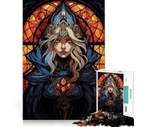 Puzzle en vitrail Sorcière pour Adultes, 1000 pièces, pour stimuler la mémoire et s'amuser Ensemble Pièce de Collection Assembler (38x52cm)