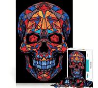 Puzzle en vitrail tête de Mort pour Adolescents, 1000 pièces, Casse-tête intellectuel, Divertissement paisible, Assemblage Artistique, Joli Cadeau 38x52cm