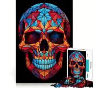 Puzzle en vitrail tête de Mort pour Adolescents, 1000 pièces, Jeu de logique, Amusement d'intérieur, Bords précis, pièce de Collection Artistique 38x26cm