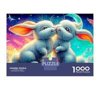 Puzzle encadrable « Baiser de Lapins » (1000 pièces) : Un Couple de Lapins Tout Doux Qui s'embrasse. Idéal pour se détendre et Passer Un Moment agréable. Support en Carton Mat : 70 x 50 cm.