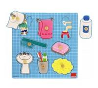 Puzzle Encastrement En Bois Salle De Bain - 8 Pieces A Boutons - Jeu Educatif