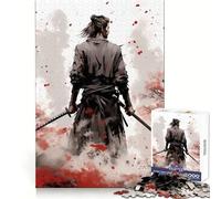 Puzzle Encre Guerrier samouraï pour Adolescents, 1000 pièces, Jouet d'entraînement cérébral, détente mentale, Art à Assembler, Cadeau Unique (38x52cm)