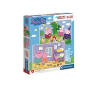 Puzzle Enfant 2 X 20 Pieces - Peppa Pig Et Georges Jouent Au Petit Train / Pique-Nique En Famille - Clementoni Peppa Le Cochon
