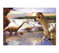 Puzzle enfant 260 pieces - la plaine des dinosaures : famille de branchiosaurus et t-rex - collection dino et prehistoire - nouveaute G