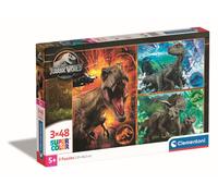 Clementoni - 25250 - Jurassic World - Supercolor - 3 x 48 Pièces - Puzzles du Film - Jeu de Création et Logique pour Enfants à partir de 4 Ans et Plus